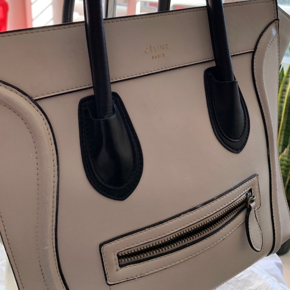 Celine white with black handles made with leather. - Picture 2 of 7